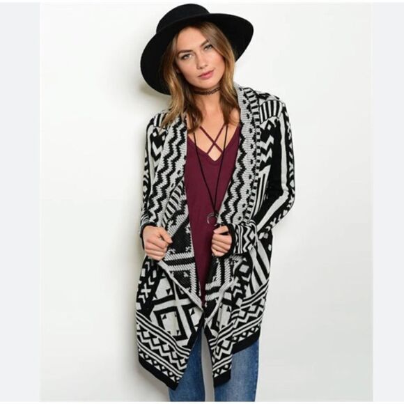 Brynn Sweaters - Black and white Brynn Aztec cardigan size sm/med
